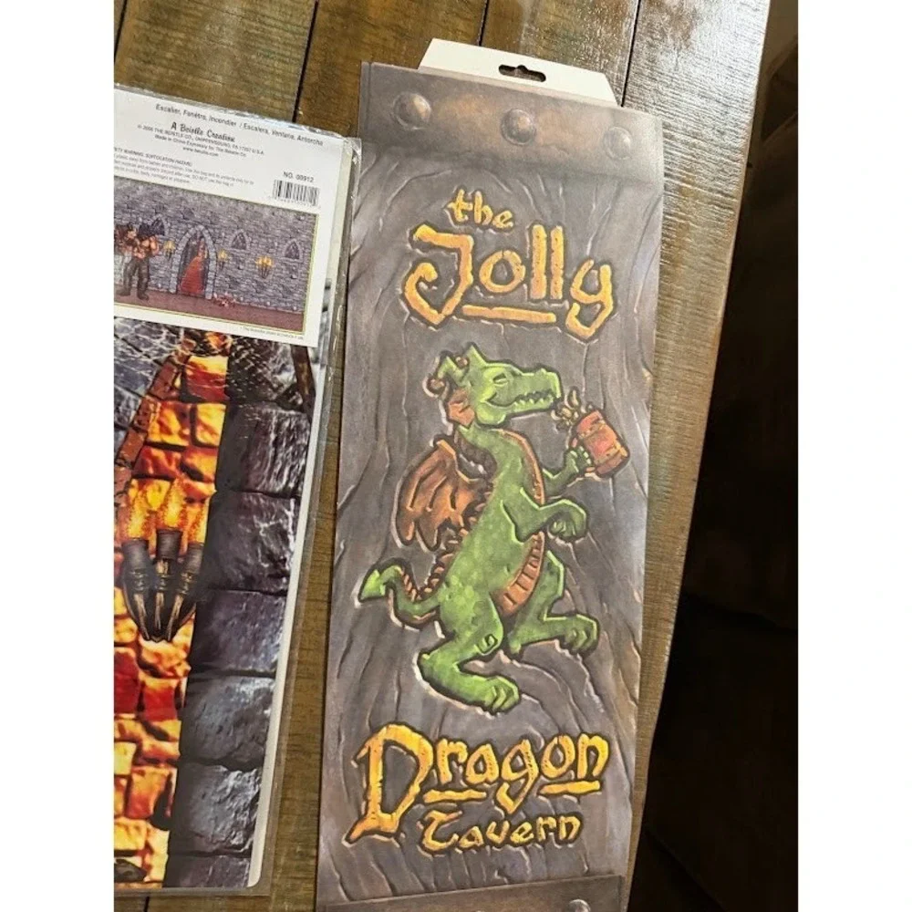 Beistle Insta-Theme Medieval Castle Props & Jolly Dragon Tavern Banner 10pc Set